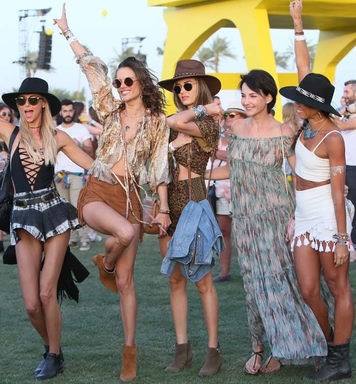 Alessandra Ambrosio and her friends pose for photos at Coachella