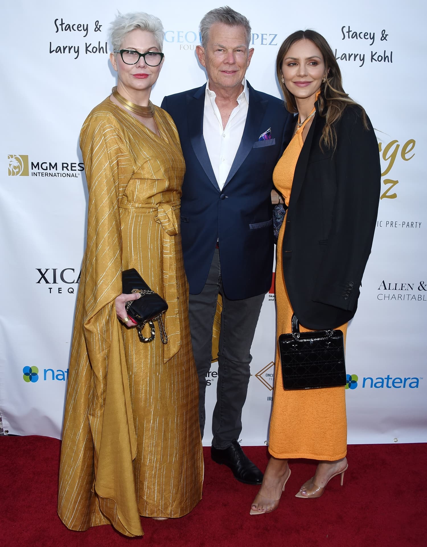 Amy S. Foster (L), David Foster, and his wife Katharine McPhee