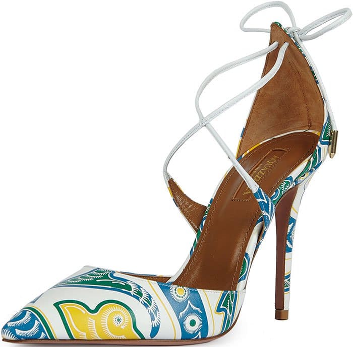 Aquazzura Matilde Bridal Pumps Crisscross Tie Back Printed