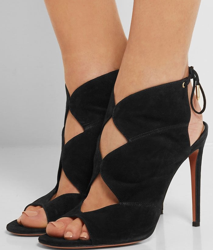 Aquazzura Pasadena Cutout Suede Sandal Booties