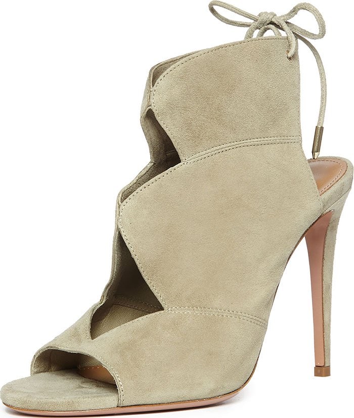 Aquazzura Pasadena Cutout Suede Sandal Booties Nude