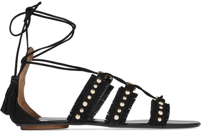 Aquazzura Tulum studded suede sandals in black