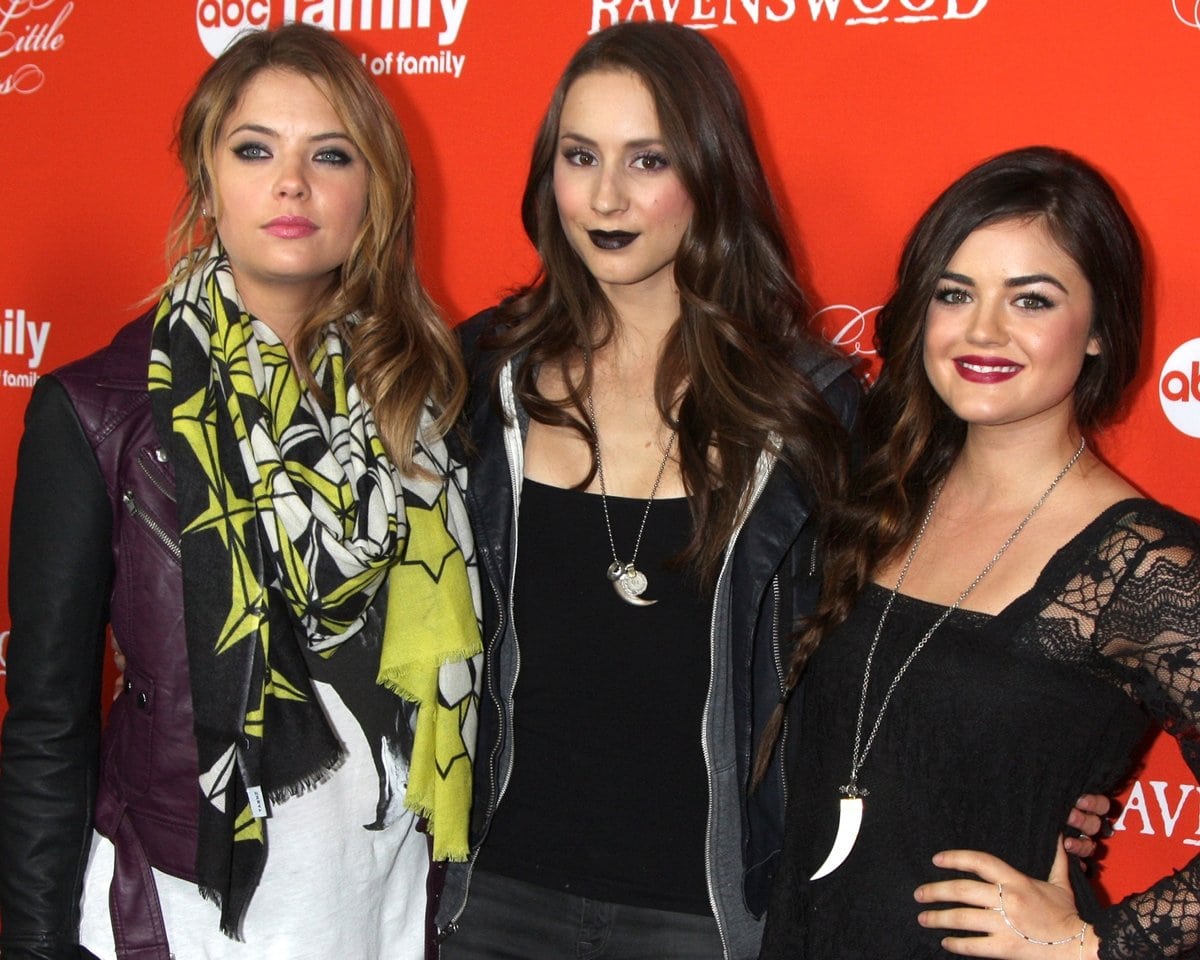 Ashley Benson, Lucy Hale, and Troian Bellisario arrive at the "Pretty Little Liars" celebrates Halloween episode
