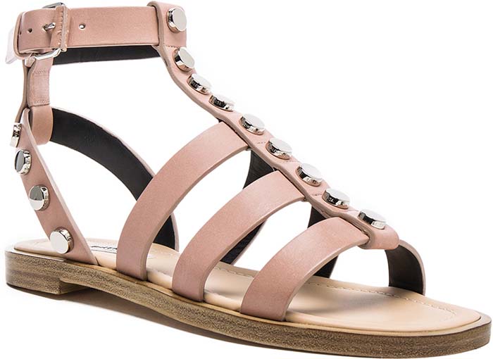 Balenciaga Studded Leather Gladiator Sandal in Beige Sienne