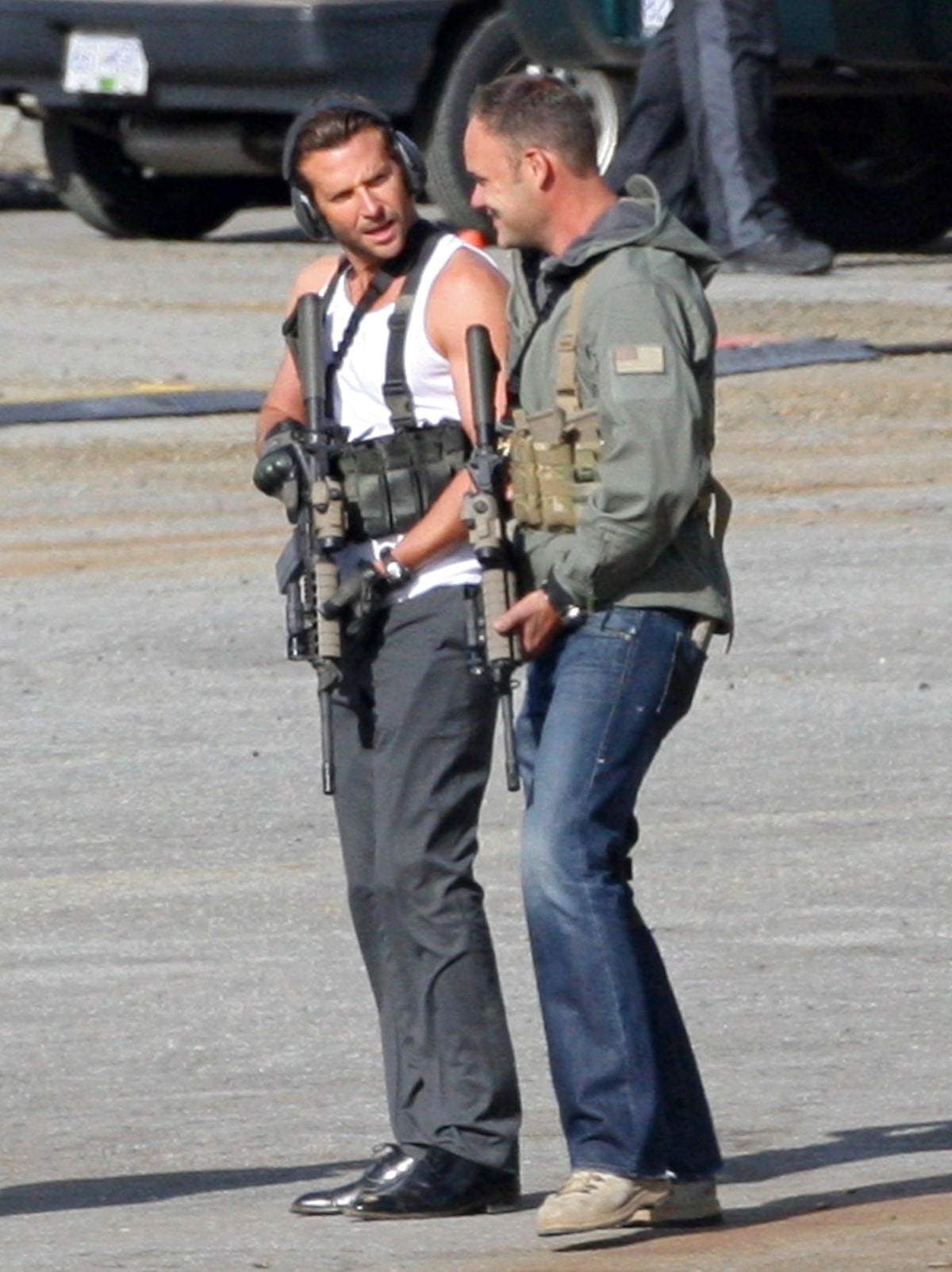 Bradley Cooper as Templeton "Face" Peck shoots a scene for The A-Team