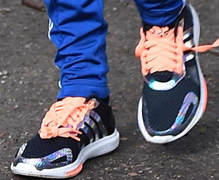 Cara Delevingne wears the Adidas Stellasport "Yvori" running shoes