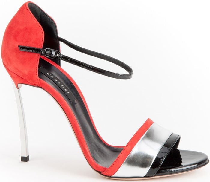 Orange, Black, and Silver Casadei "Tiffany" Sandals