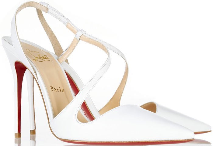 White Christian Louboutin "June" Slingback Pumps