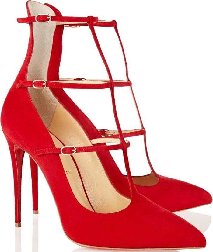 Christian Louboutin Red Suede "Toerless" 100mm Suede Pumps