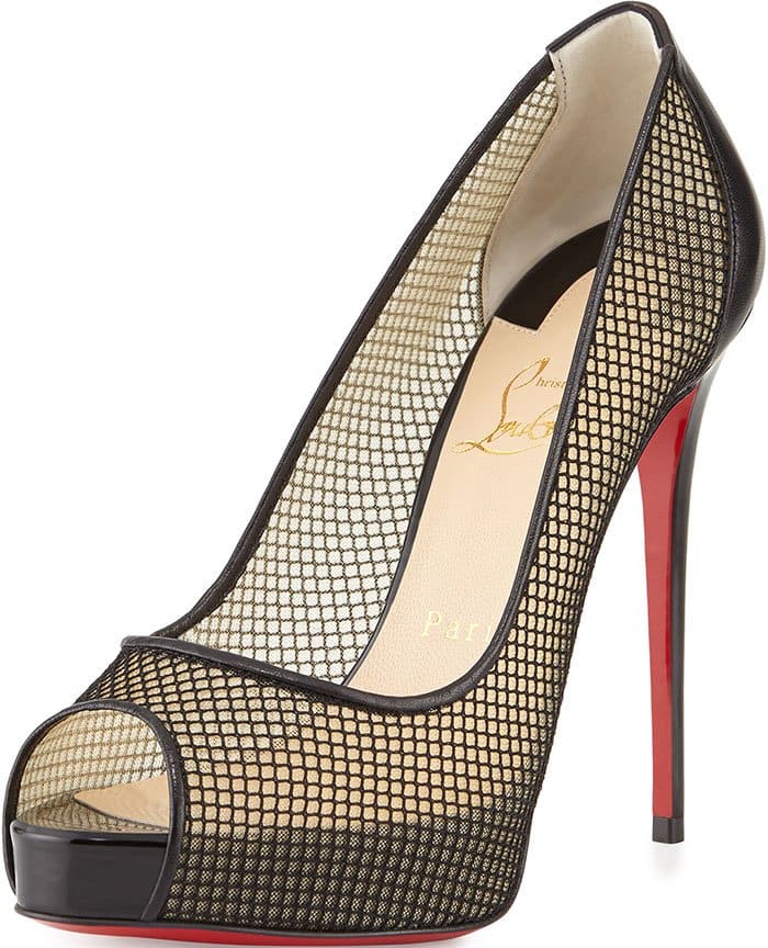 Black mesh peep-toe platform pump from Christian Louboutin