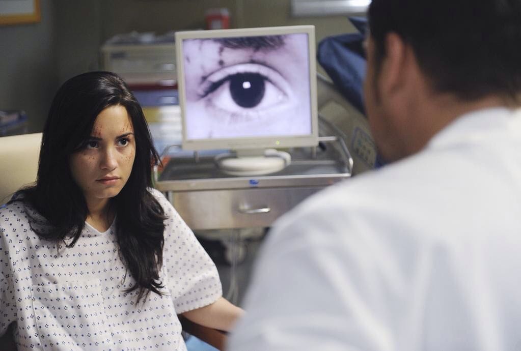 Demi Lovato as Hayley May, a teenage girl diagnosed with schizophrenia, in the Grey's Anatomy episode "Shiny Happy People"