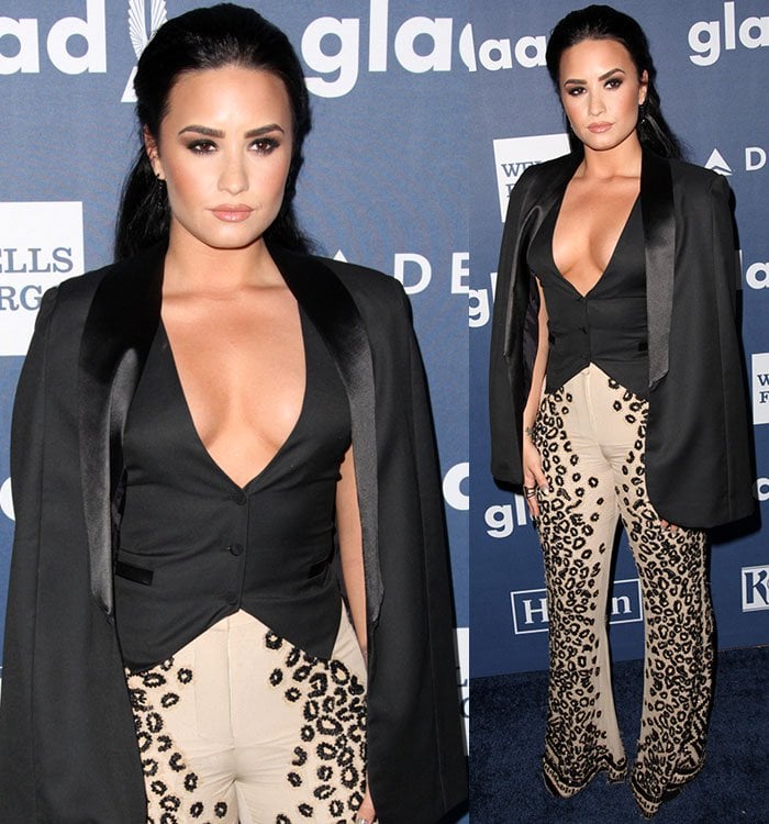 Demi Lovato puts her chest on full display at the GLAAD Awards