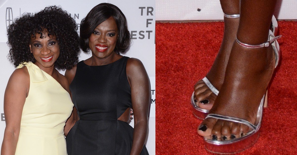 Viola Davis Wears Wrong Shoes with Black Cut-Out Halston Dress.