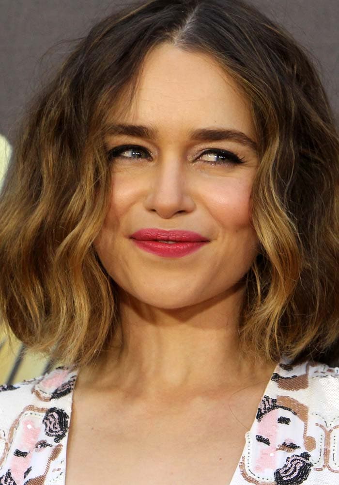 Emilia Clarke shows off her brunette hair at the 2016 MTV Movie Awards