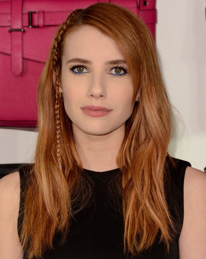 Emma Roberts wears a thin braid in her hair at the REED x Kohl's Collection Launch dinner