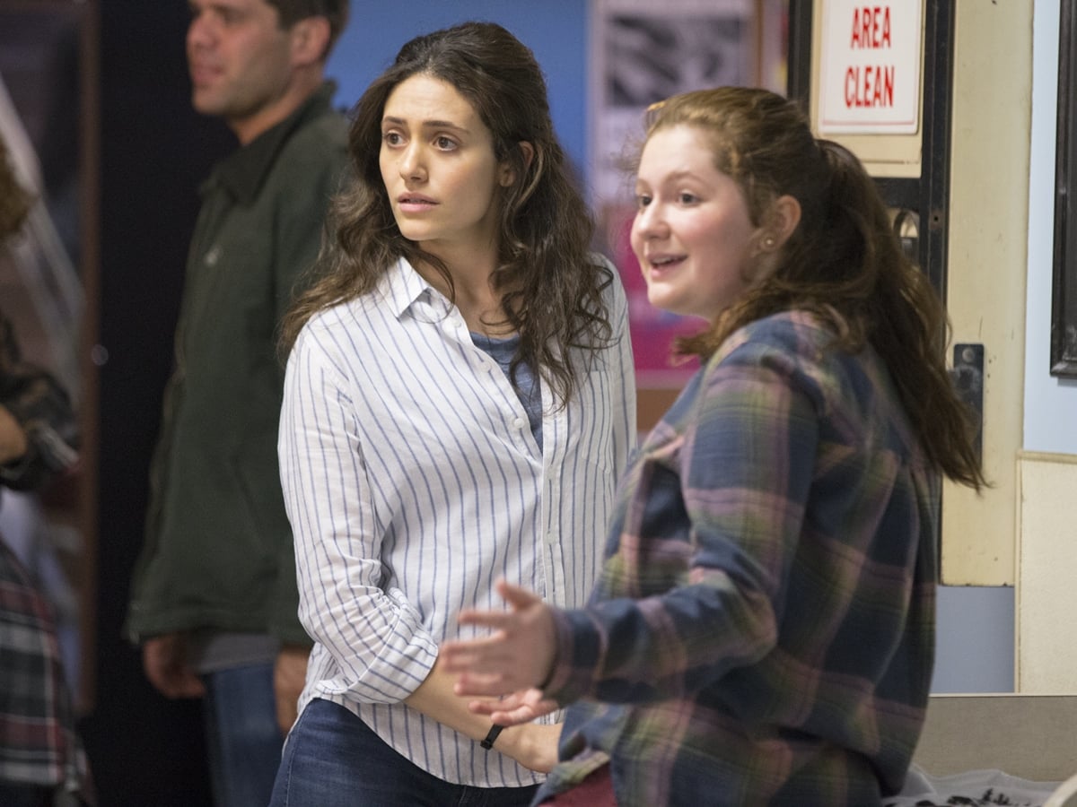 Emma Rose Kenney as Deborah "Debbie" Gallagher and Emmy Rossum as Fiona Gallagher on Shameless