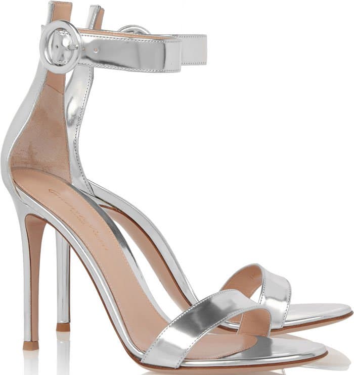 Gianvito Rossi "Portofino" Sandals in Silver Leather