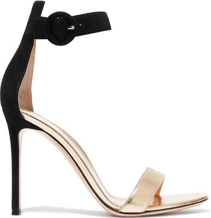 Gianvito Rossi Suede and metallic leather sandals