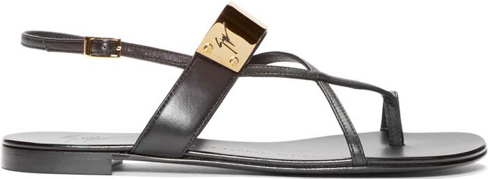 Black Giuseppe Zanotti Gold Metal Plate Sandal