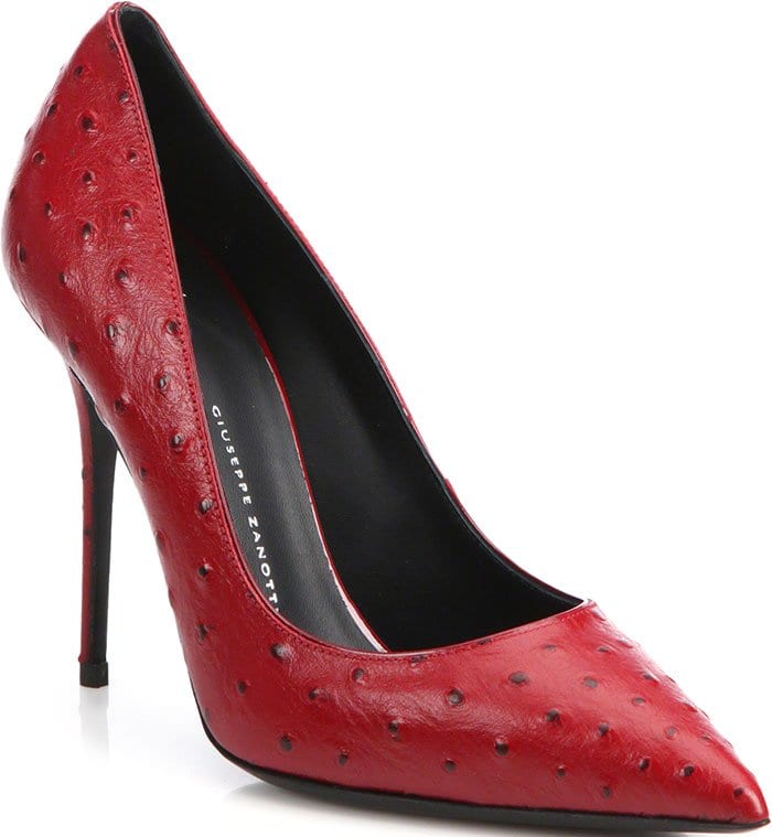 Giuseppe-Zanotti Red Ostrich Embossed Leather Lucrezia Pumps