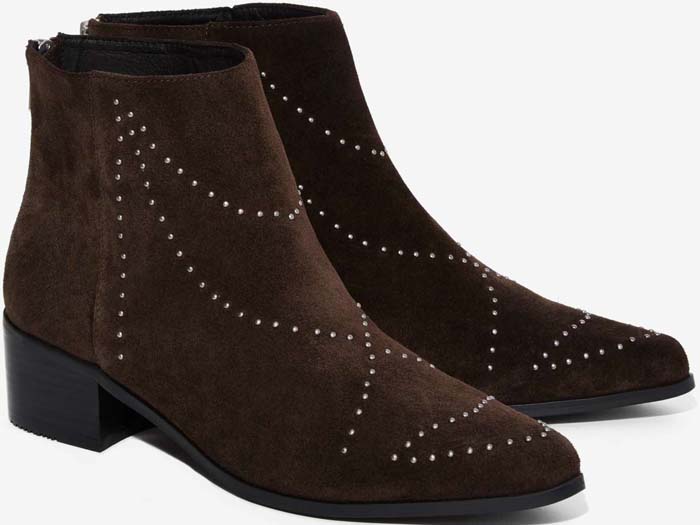 Grey City "Wendy" Studded Suede Ankle Boots