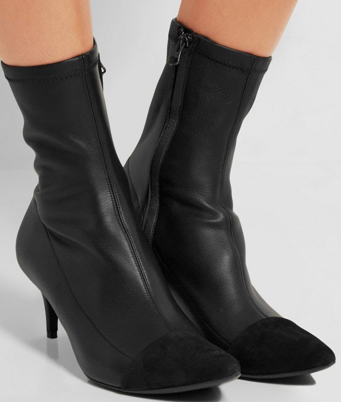 Haider Ackermann Suede-paneled stretch-leather boot