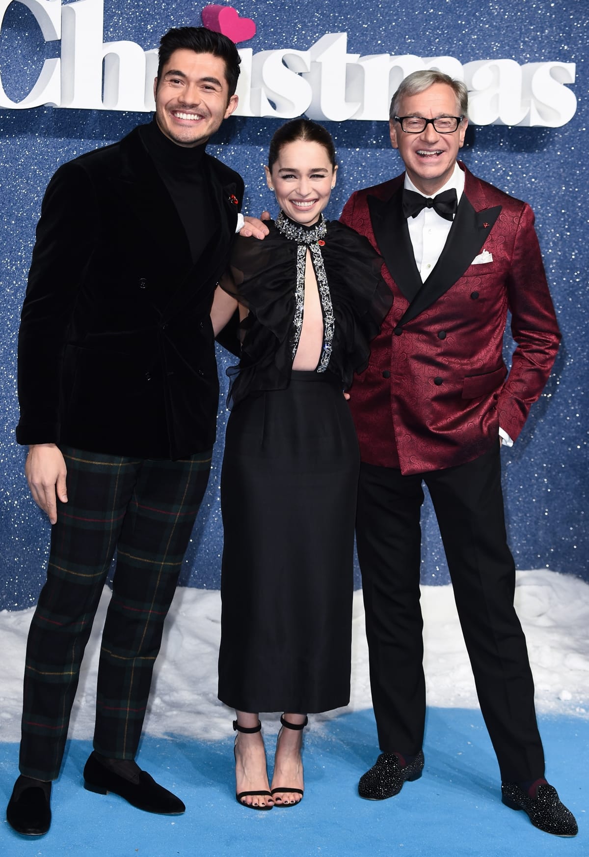 Henry Golding, Emilia Clarke, and director Paul Feig attend the "Last Christmas" UK Premiere