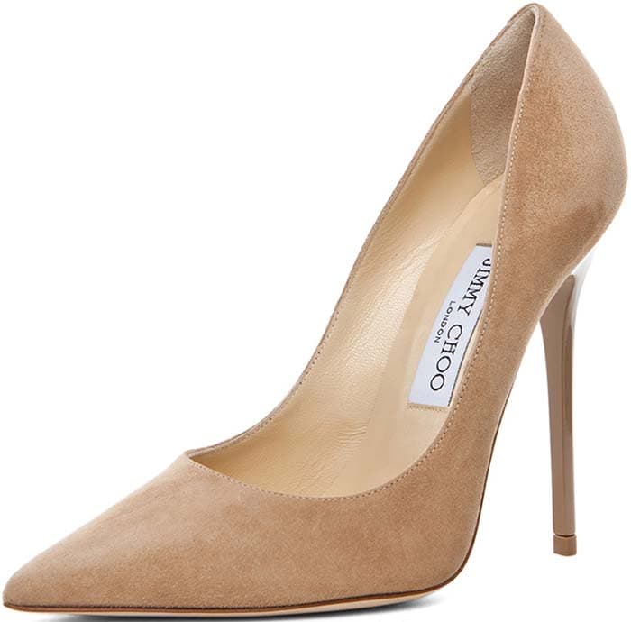 Nude Jimmy Choo "Anouk" Suede Pumps