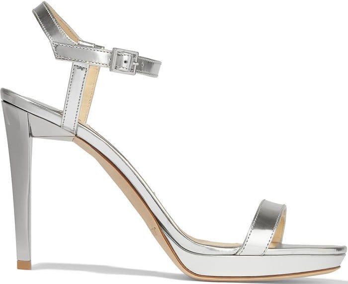 Mirrored Leather Jimmy Choo Claudette Ankle Strap Platform Sandals