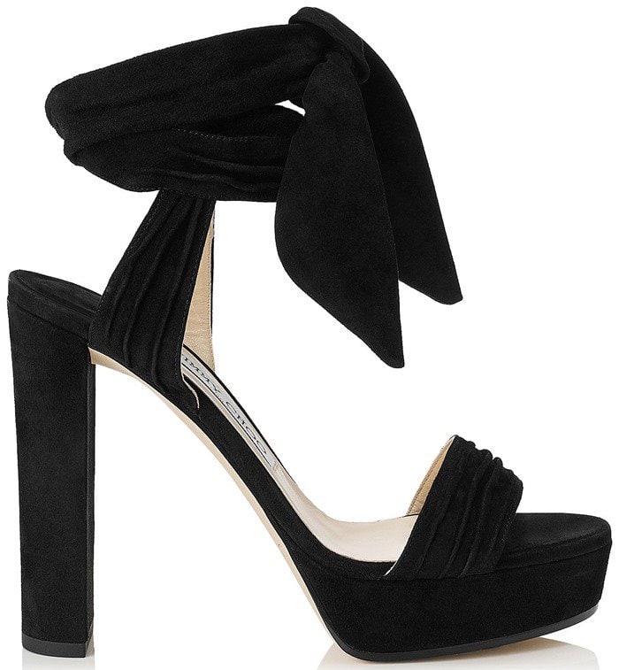 Jimmy Choo Kaytrin Suede 120mm Platform Sandal in Black