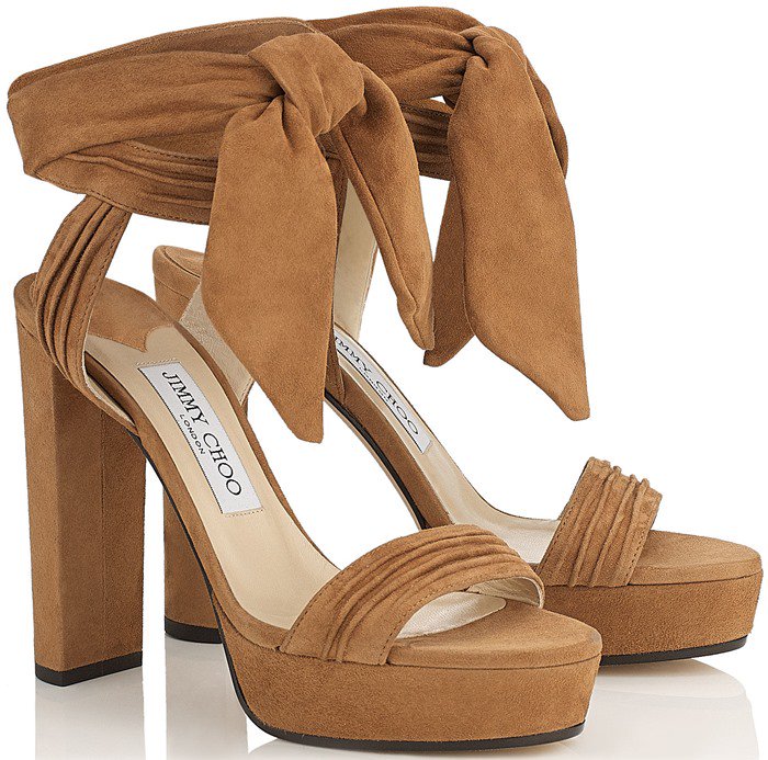 Jimmy Choo Kaytrin Suede 120mm Platform Sandal in Canyon Soft Suede