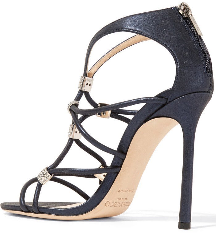 Jimmy Choo "Tetrus" Swarovski Crystal-Embellished Leather Sandals