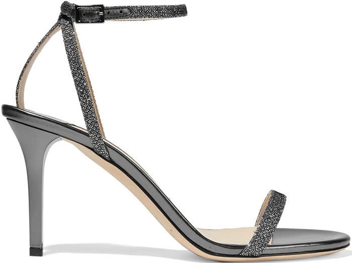 Jimmy Choo "Minny" Sandals Textured Lame and Metallic Leather Sandals