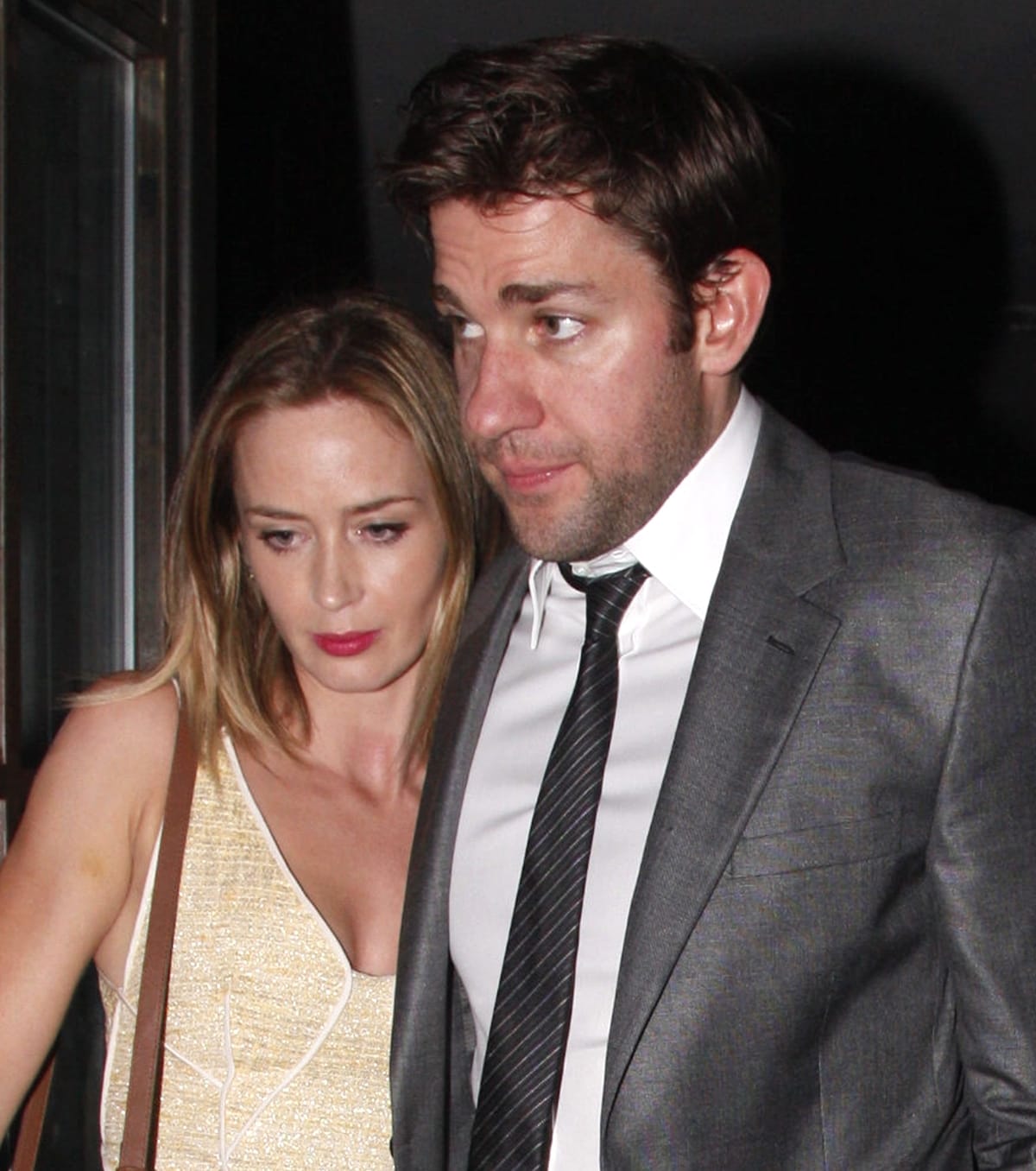 John Krasinski and Emily Blunt attend Stanley Tucci and Felicity Blunt's pre-wedding drinks gathering