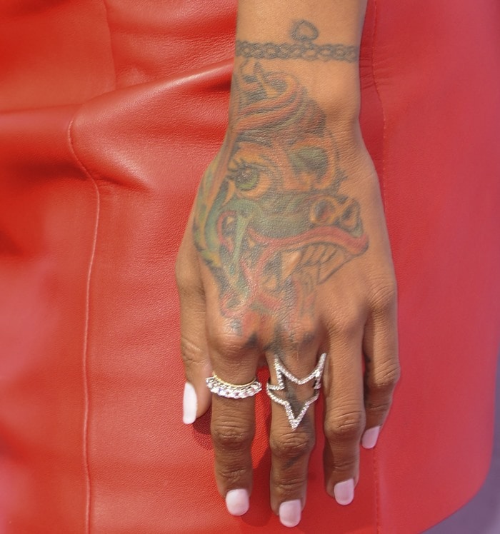 Karrueche Tran shows off her tattoos and rings