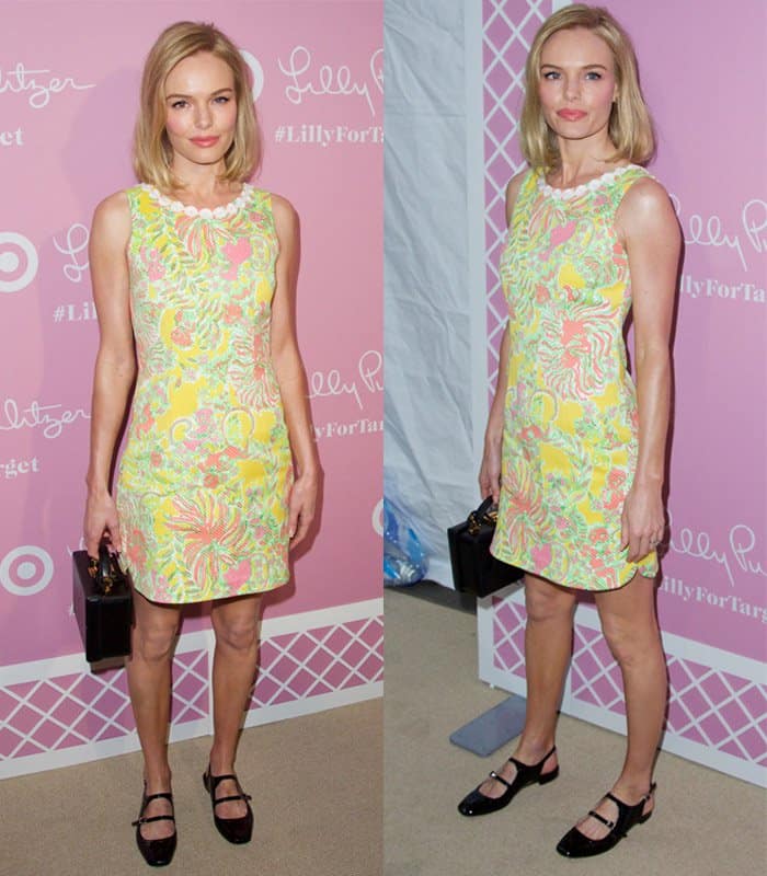 Kate Bosworth brings a pop of color to the event in a vibrant, floral-printed shift dress, radiating playful femininity with her chic yet relaxed style