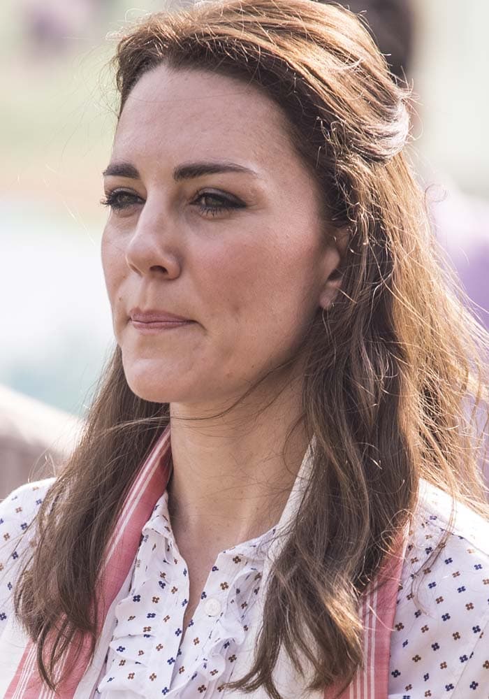 Kate Middleton wears her hair half-up during a tour of Kaziranga National Park in India