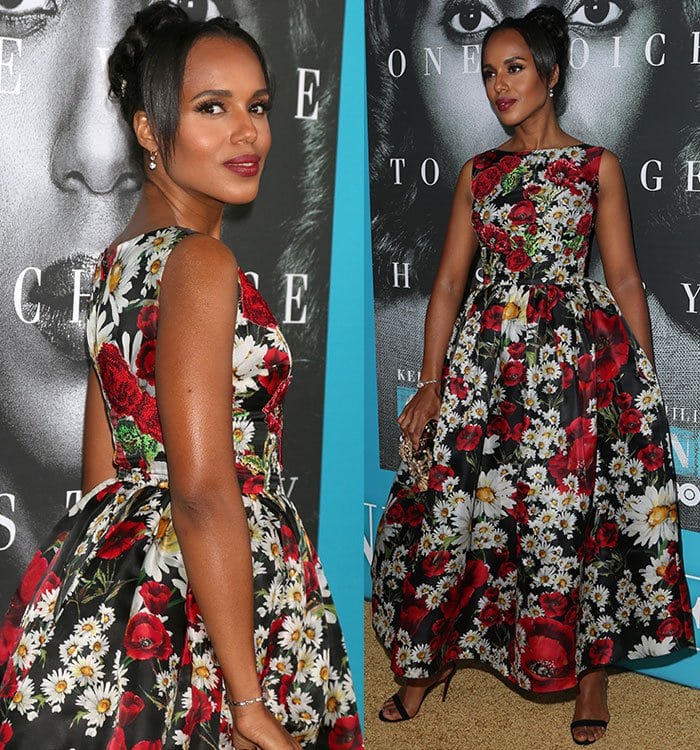 Kerry Washington looks classy in an ankle-length Dolce & Gabbana dress