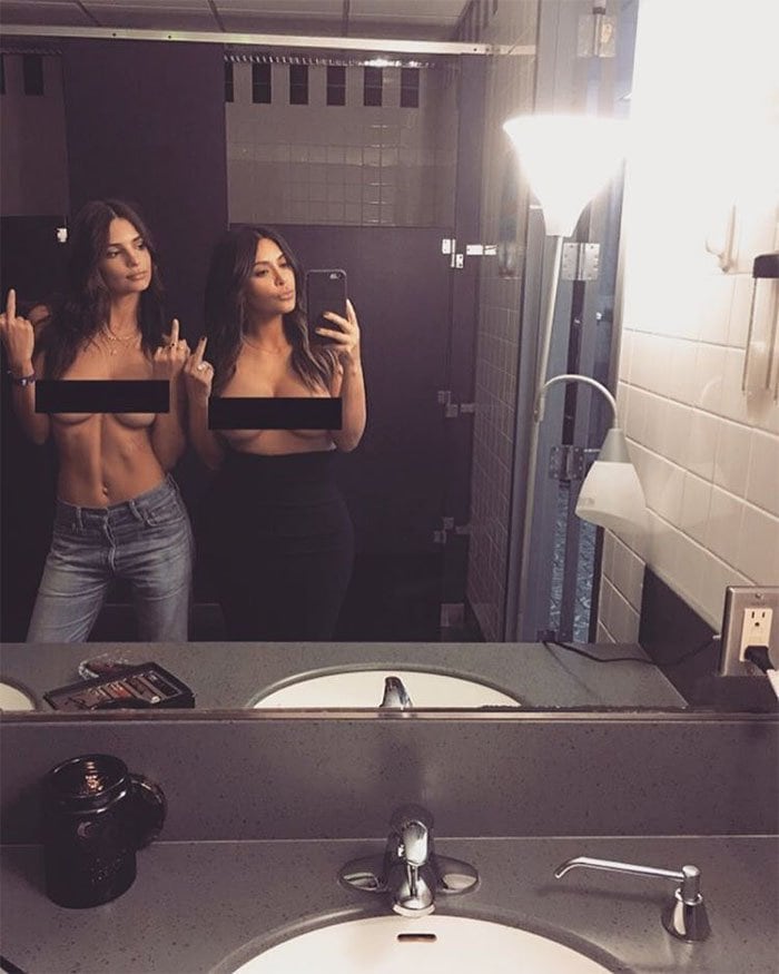 Via Kim Kardashian's Instagram, captioned: "When we're like...we both have nothing to wear LOL @emrata" — posted March 31, 2016
