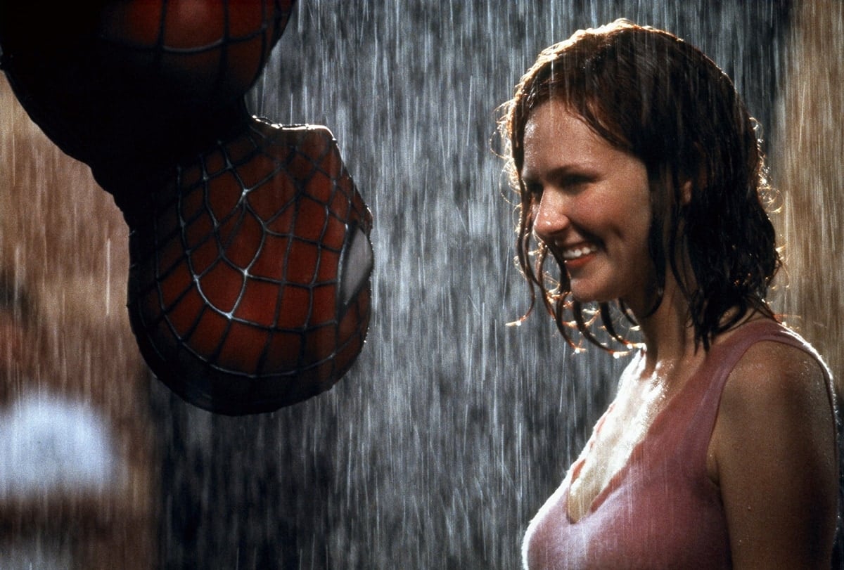 Kristen Dunst is proud of her upside-down kiss in the rain with Tobey Maguire in Sam Raimi's Spider-Man movie