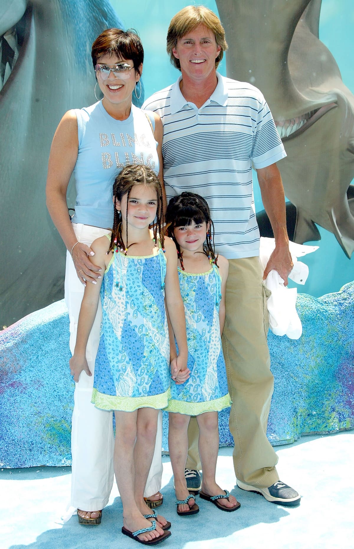 Kris Jenner, Bruce Jenner, Kendall Jenner, and Kylie Jenner attend the "Finding Nemo"