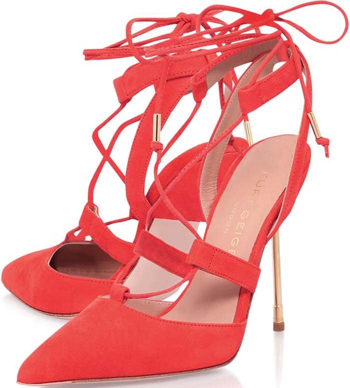 Orange Kurt Geiger "Barnes" Pointed Lace-Up Pump