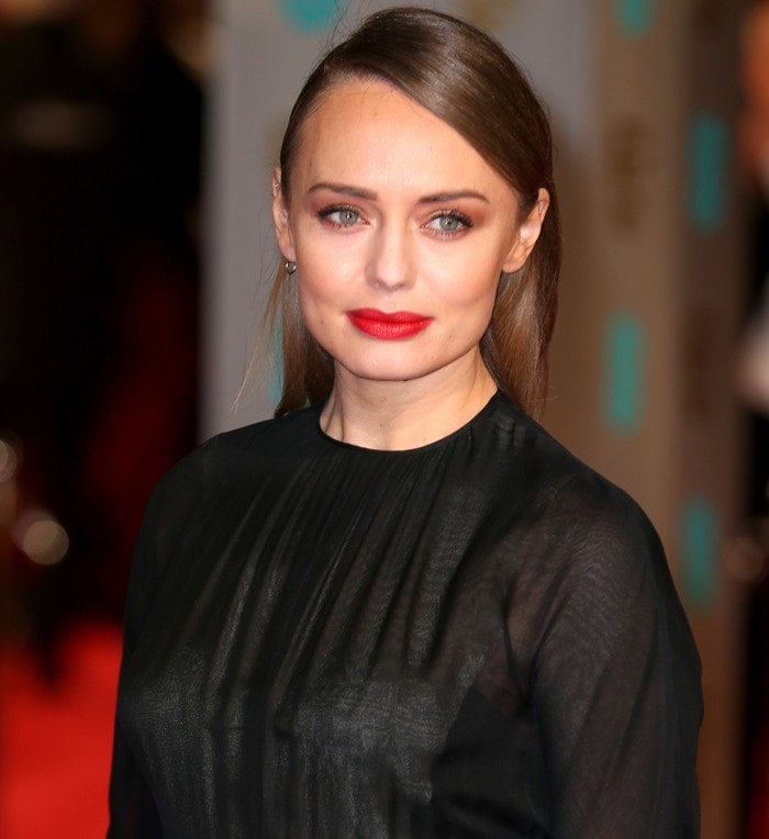 Laura Haddock on the red carpet at the 2016 EE British Academy Film Awards held at the Royal Opera House in London on February 14, 2016