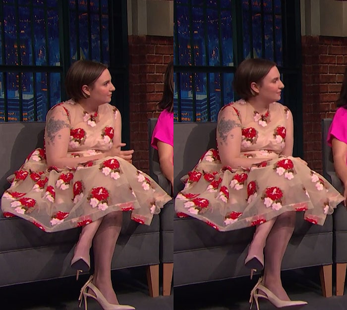 Lena Dunham Nicholas Kirkwood pumps Seth Meyers 1