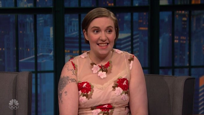 Lena Dunham floral dress Seth Meyers
