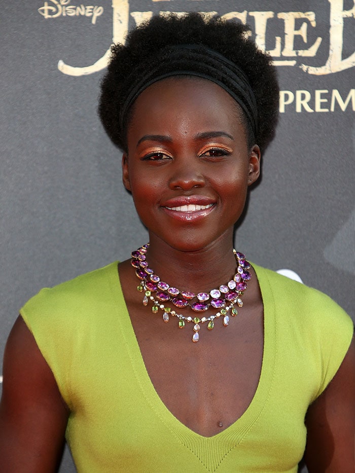 Lupita Nyong'o's coral-and-peach-tone makeup