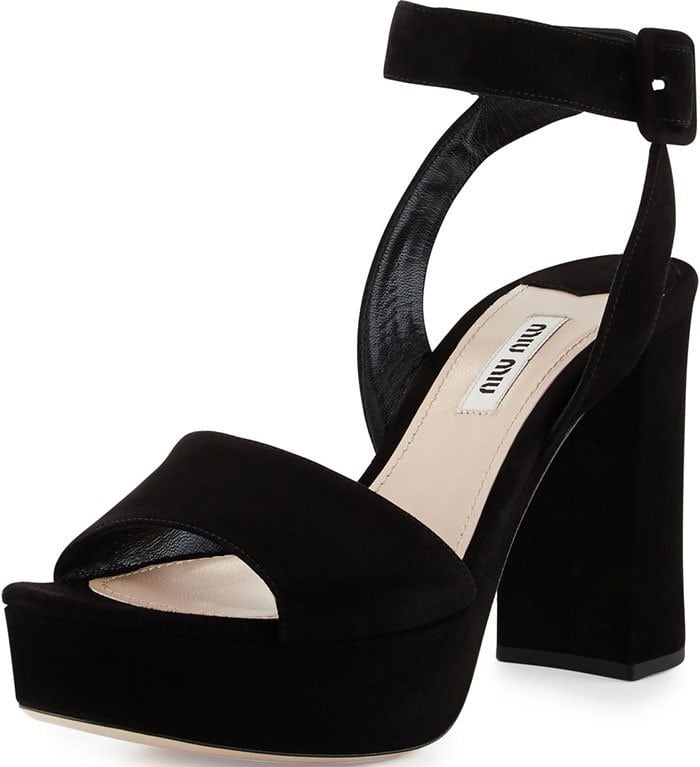 Miu Miu Platform Ankle-Wrap Sandals