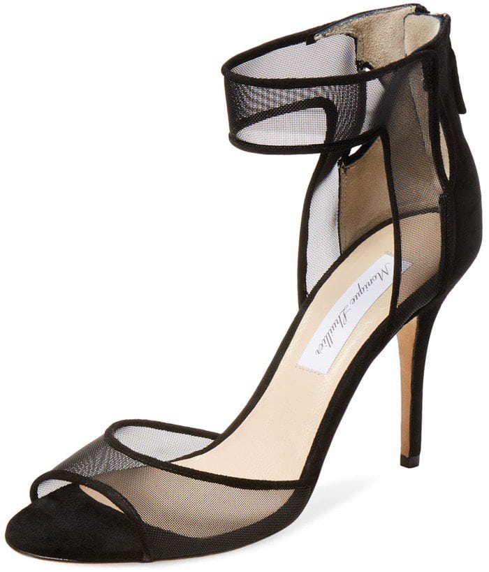 Monique Lhuillier High Heel Ankle-Wrap Sandal in Black