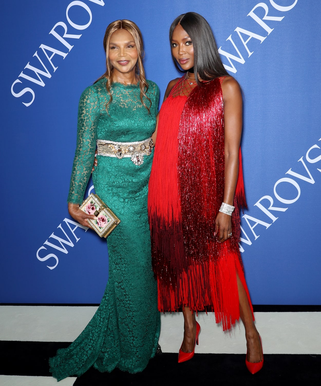 Naomi Campbell in Calvin Klein 205W39NYC and her mother Valerie Morris-Campbell attend the 2018 CFDA Fashion Awards