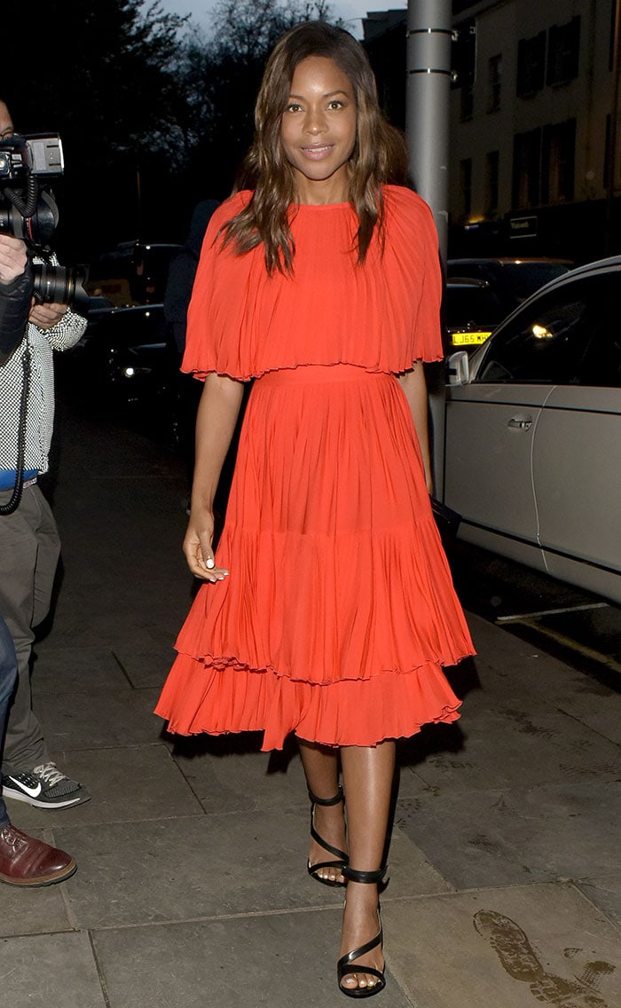 Naomie Harris wears her hair down at the Ours Restaurant launch party